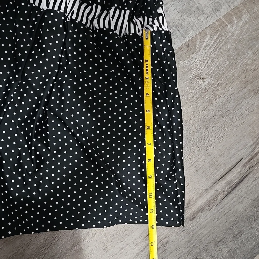 Cacique Black & White Polka Dot Romper with Striped Trim Swim Suit (A) - Picture 4 of 7